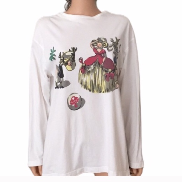 Vintage Sourine Eu Soie Swiss Graphic Print Cotton Long Sleeve Tee